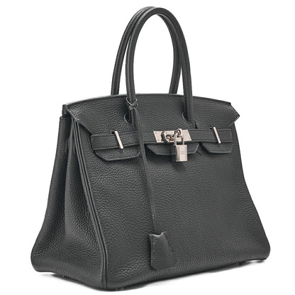 HERMES Birkin 30 Handbag Togo Black (Silver Hardware) Silver-Tone Hardware, Pre-Owned