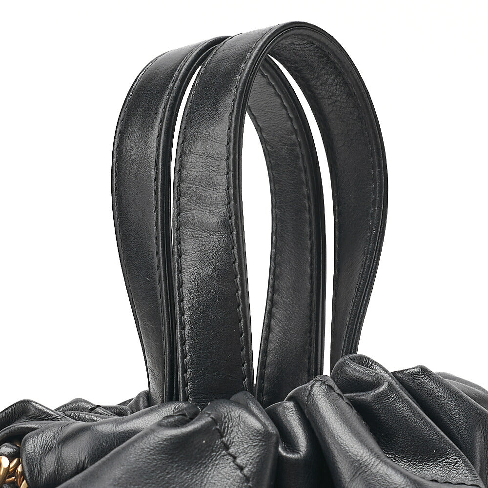 CHANEL Chanel Chanel 22 Calfskin Black Drawstring Type 2-way Chain Backpack Gold-Tone Hardware, Pre-Owned