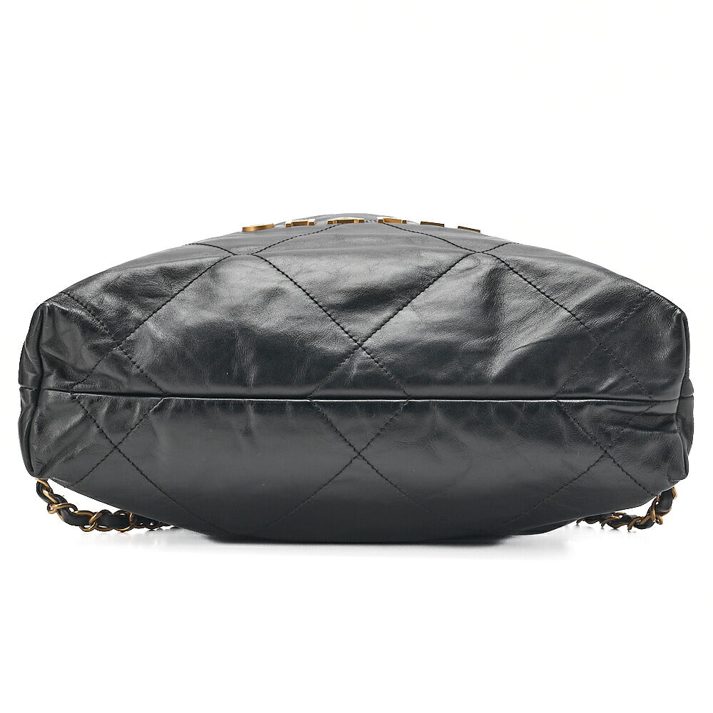 CHANEL Chanel Chanel 22 Calfskin Black Drawstring Type 2-way Chain Backpack Gold-Tone Hardware, Pre-Owned