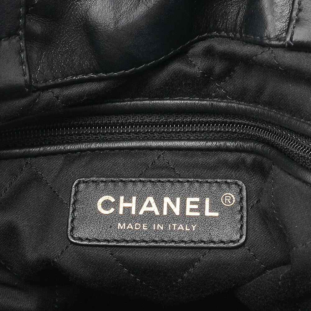 CHANEL Chanel Chanel 22 Calfskin Black Drawstring Type 2-way Chain Backpack Gold-Tone Hardware, Pre-Owned