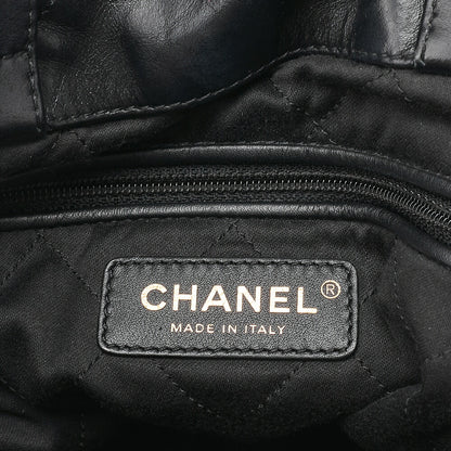 CHANEL Chanel Chanel 22 Calfskin Black Drawstring Type 2-way Chain Backpack Gold-Tone Hardware, Pre-Owned