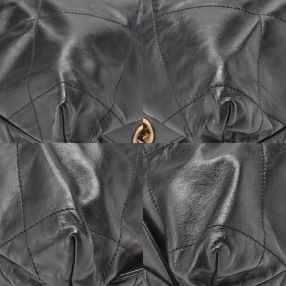 CHANEL Chanel Chanel 22 Calfskin Black Drawstring Type 2-way Chain Backpack Gold-Tone Hardware, Pre-Owned
