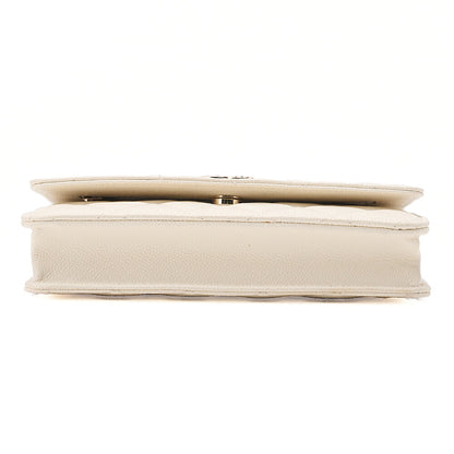 CHANEL Chanel Matelasse Chain Wallet Caviar Skin White Gold-Tone Hardware, Pre-Owned