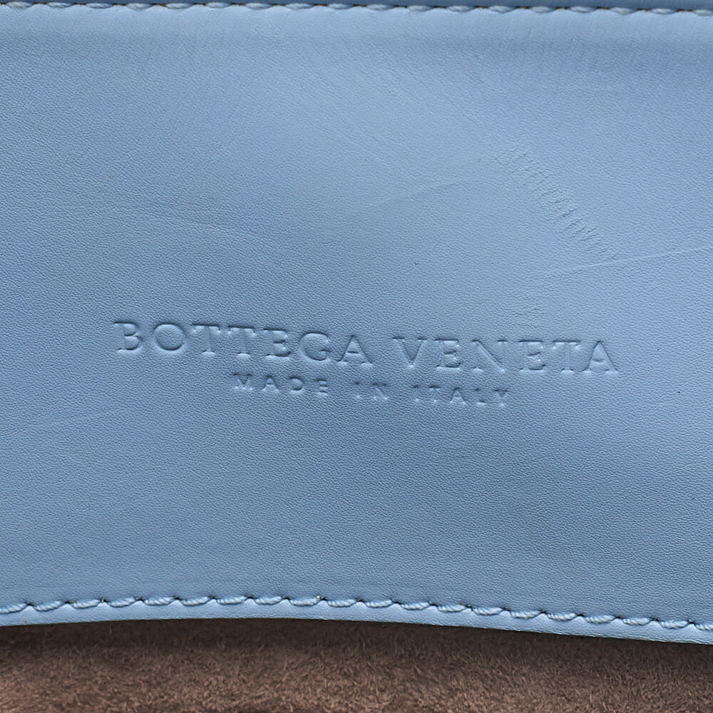 BOTTEGA VENETA Bottega Lambskin Intrecciato 2WAY Handbag Light Blue Black-Tone Hardware, Pre-Owned