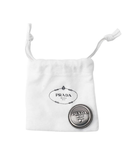 [Returns Allowed] PRADA Prada Triangle Logo Denim Jacket Long Sleeve Tops Size 36 Distressed Blue Silver-Tone Hardware, Pre-Owned