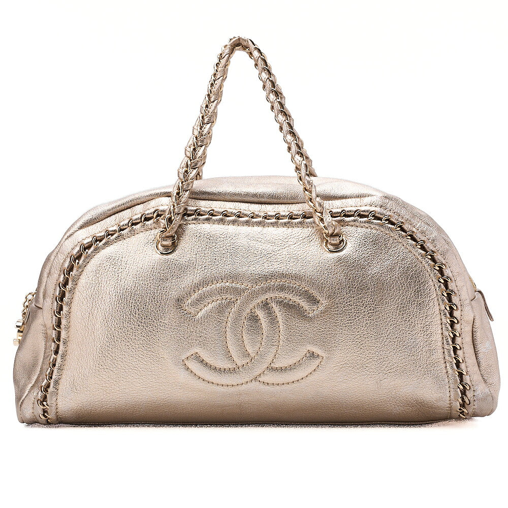 CHANEL Chain Tote Bag Coco Mark Luxury Line Lambskin Gold Gold-Tone Hardware, Pre-Owned