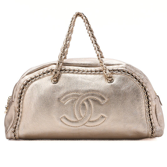 CHANEL Chain Tote Bag Coco Mark Luxury Line Lambskin Gold Gold-Tone Hardware, Pre-Owned