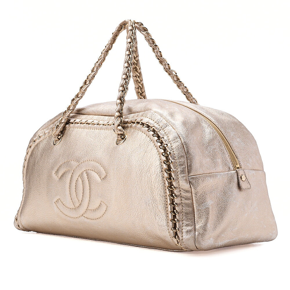 CHANEL Chain Tote Bag Coco Mark Luxury Line Lambskin Gold Gold-Tone Hardware, Pre-Owned