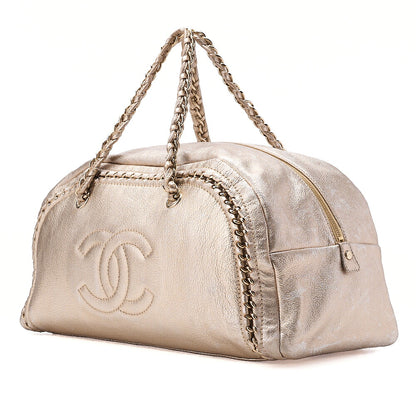 CHANEL Chain Tote Bag Coco Mark Luxury Line Lambskin Gold Gold-Tone Hardware, Pre-Owned