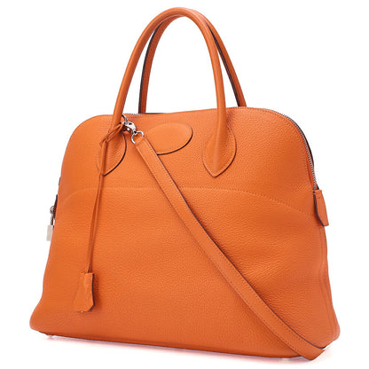 HERMES Herm?s Bolide 35 Taurillon Clemence 2-Way Handbag Orange Silver-Tone Hardware, Pre-Owned