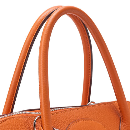 HERMES Herm?s Bolide 35 Taurillon Clemence 2-Way Handbag Orange Silver-Tone Hardware, Pre-Owned