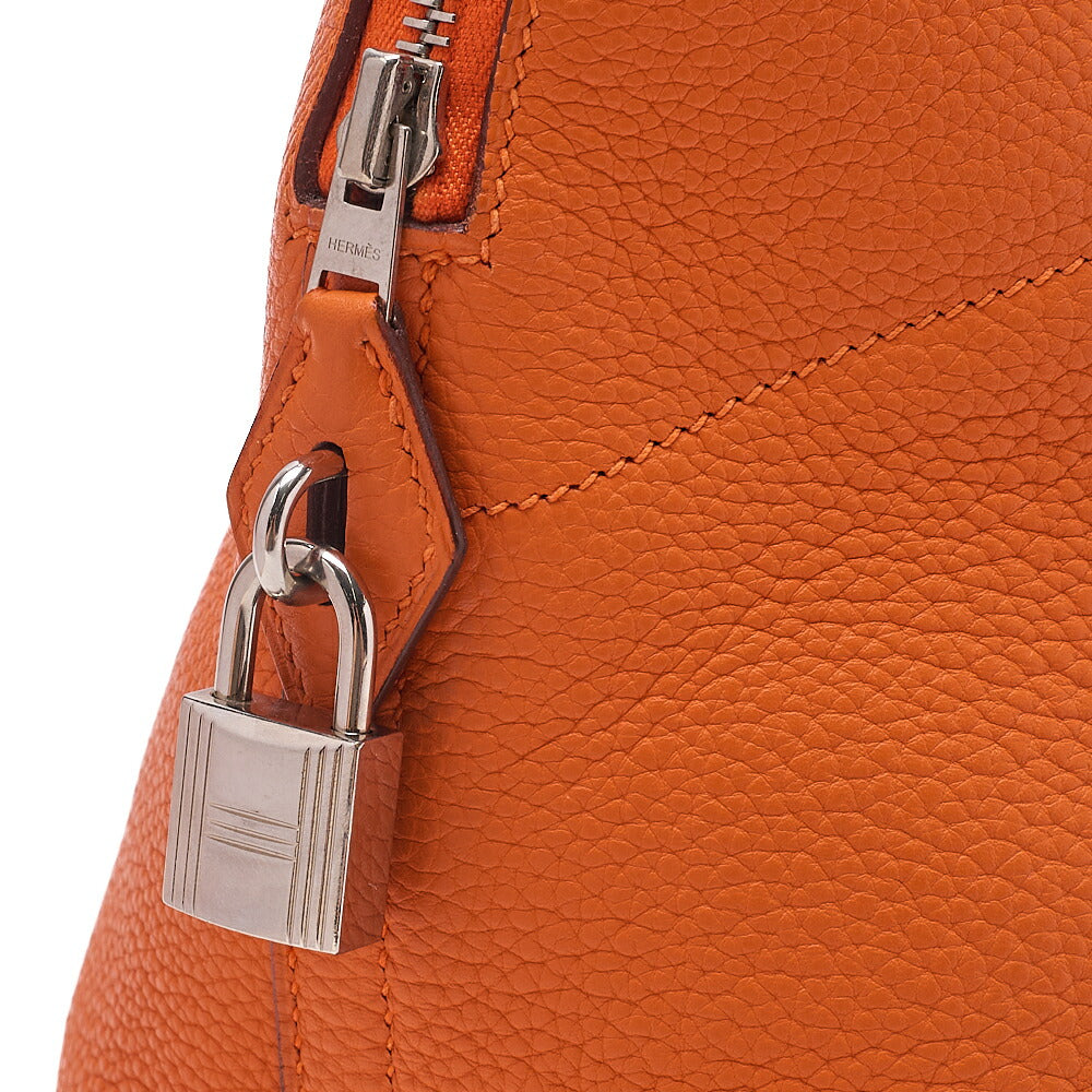 HERMES Herm?s Bolide 35 Taurillon Clemence 2-Way Handbag Orange Silver-Tone Hardware, Pre-Owned