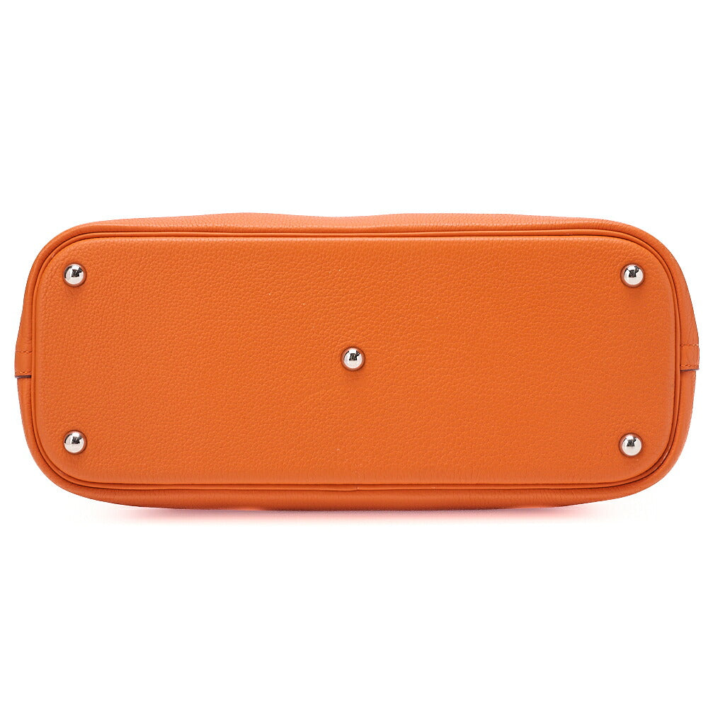HERMES Herm?s Bolide 35 Taurillon Clemence 2-Way Handbag Orange Silver-Tone Hardware, Pre-Owned