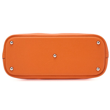 HERMES Herm?s Bolide 35 Taurillon Clemence 2-Way Handbag Orange Silver-Tone Hardware, Pre-Owned
