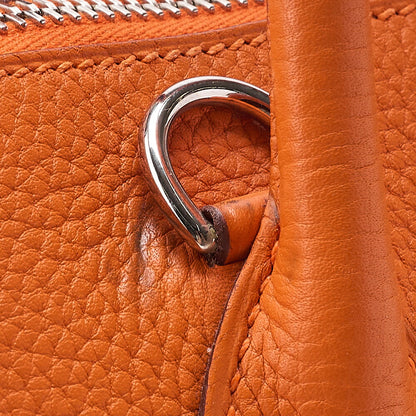 HERMES Herm?s Bolide 35 Taurillon Clemence 2-Way Handbag Orange Silver-Tone Hardware, Pre-Owned