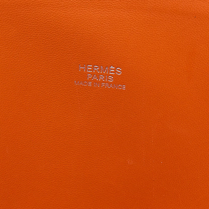 HERMES Herm?s Bolide 35 Taurillon Clemence 2-Way Handbag Orange Silver-Tone Hardware, Pre-Owned