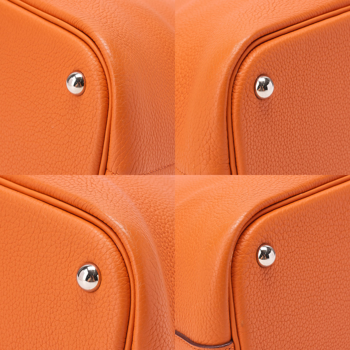 HERMES Herm?s Bolide 35 Taurillon Clemence 2-Way Handbag Orange Silver-Tone Hardware, Pre-Owned