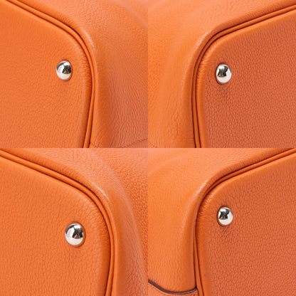 HERMES Herm?s Bolide 35 Taurillon Clemence 2-Way Handbag Orange Silver-Tone Hardware, Pre-Owned