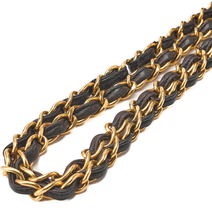 CHANEL Chain Shoulder Bag Deka Matelasse 30cm Single Flap Lambskin Black Gold-Tone Hardware, Pre-Owned