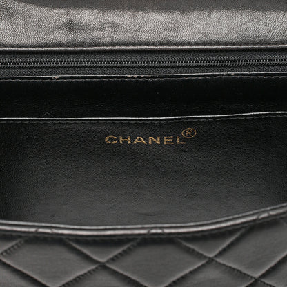 CHANEL Chain Shoulder Bag Deka Matelasse 30cm Single Flap Lambskin Black Gold-Tone Hardware, Pre-Owned
