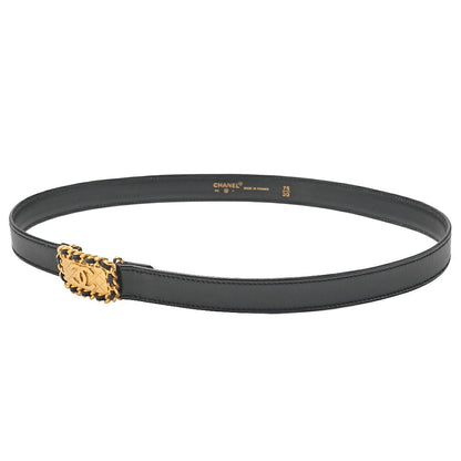 CHANEL Coco Mark Belt 75 Lambskin Black Gold-Tone Hardware, Pre-Owned