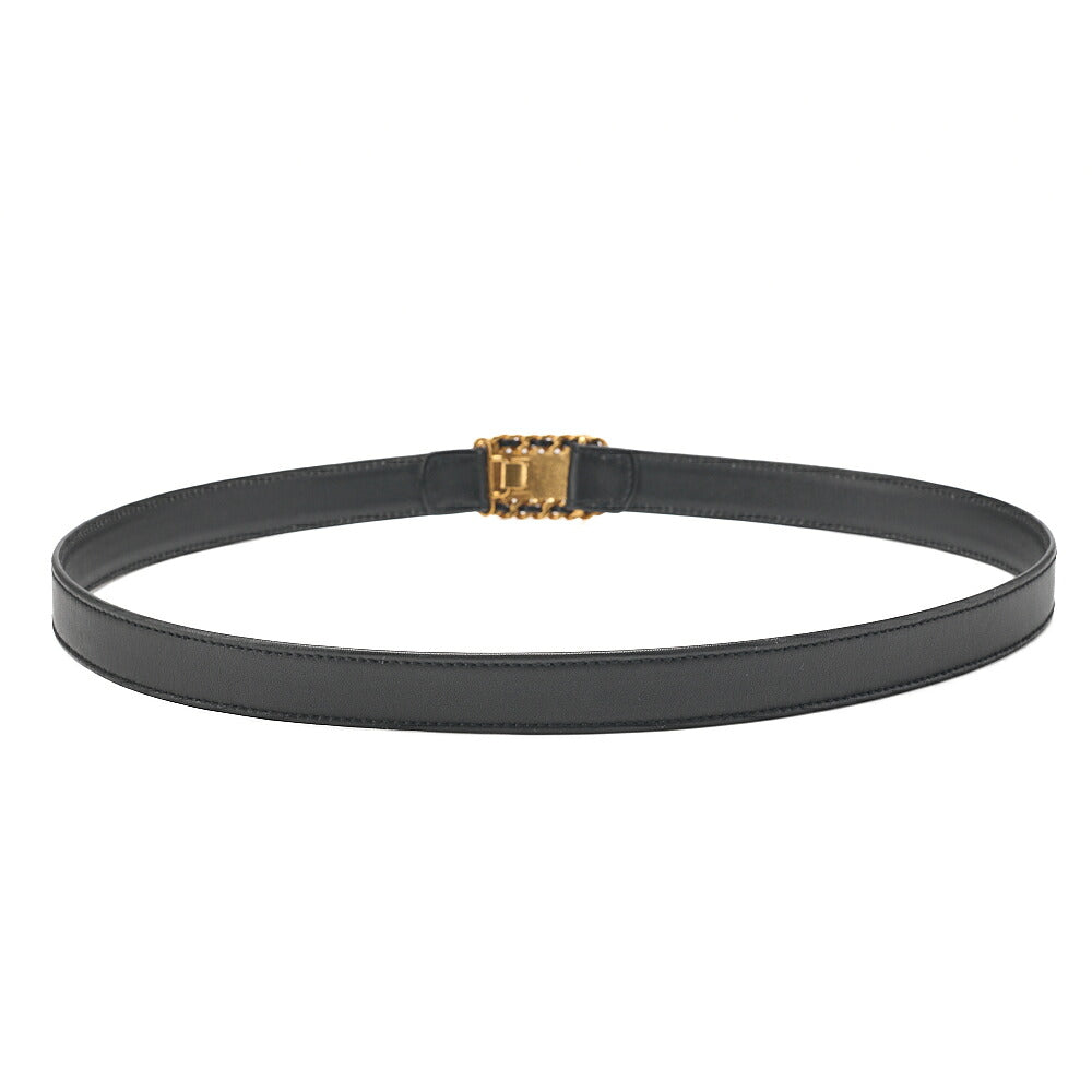 CHANEL Coco Mark Belt 75 Lambskin Black Gold-Tone Hardware, Pre-Owned