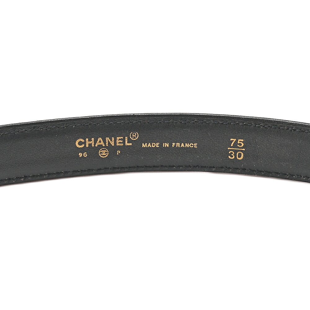 CHANEL Coco Mark Belt 75 Lambskin Black Gold-Tone Hardware, Pre-Owned