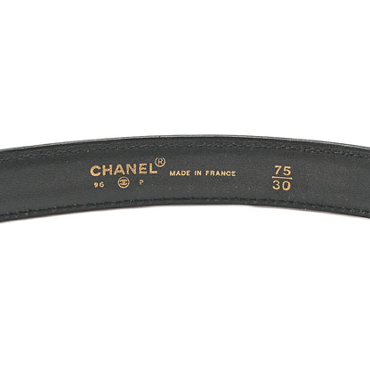 CHANEL Coco Mark Belt 75 Lambskin Black Gold-Tone Hardware, Pre-Owned