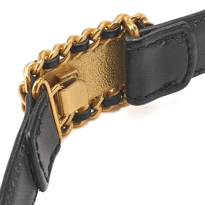 CHANEL Coco Mark Belt 75 Lambskin Black Gold-Tone Hardware, Pre-Owned