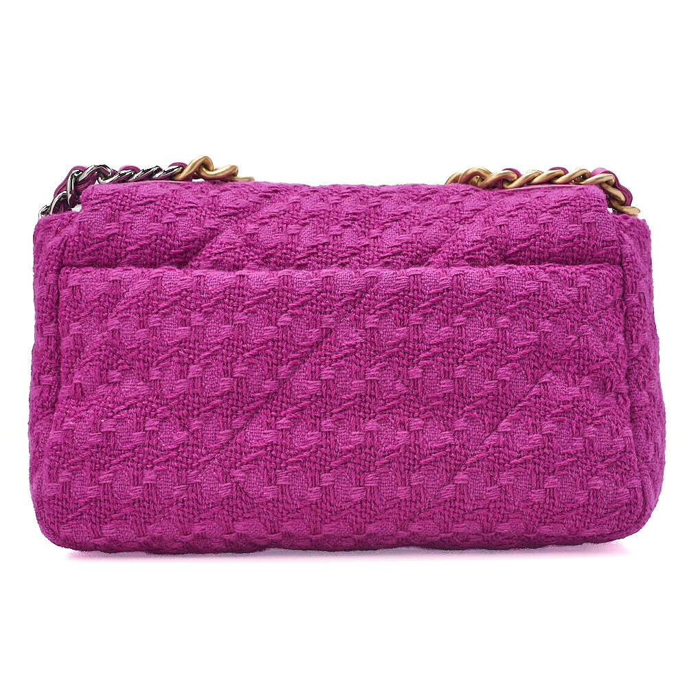 CHANEL Matelasse Chanel 19 Tweed 2-Way Chain Shoulder Purple Gold x Silver-Tone Hardware, Pre-Owned