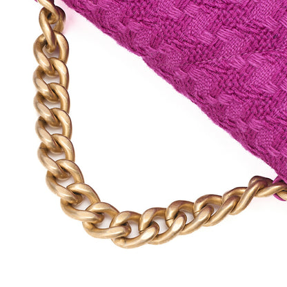 CHANEL Matelasse Chanel 19 Tweed 2-Way Chain Shoulder Purple Gold x Silver-Tone Hardware, Pre-Owned