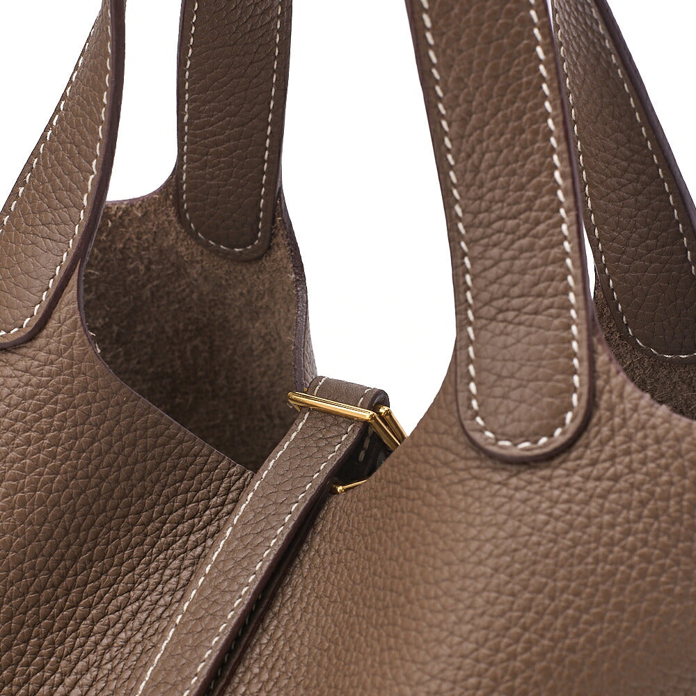 Hermes Hermes Picotan Lock PM Taurillon Clemence Etoupe Gold-Tone Hardware, Pre-Owned
