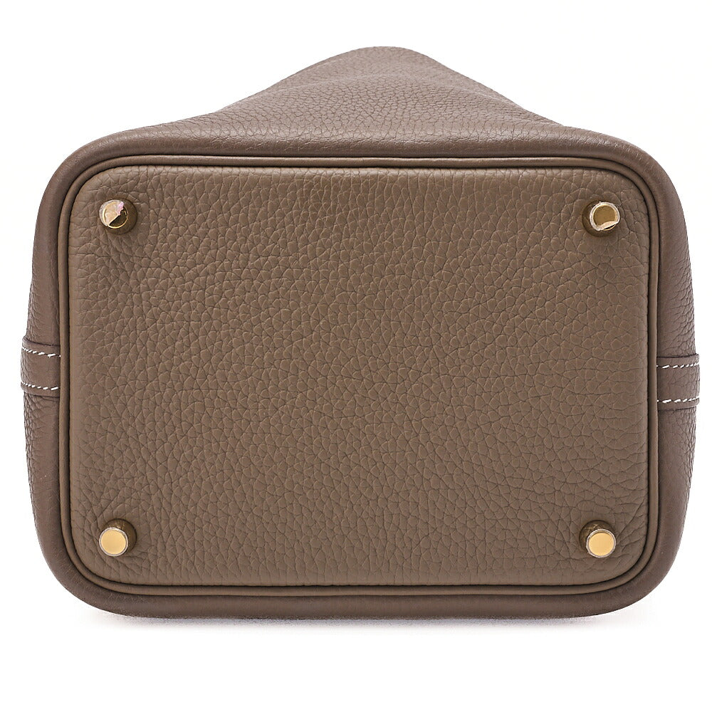 Hermes Hermes Picotan Lock PM Taurillon Clemence Etoupe Gold-Tone Hardware, Pre-Owned