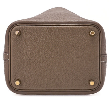Hermes Hermes Picotan Lock PM Taurillon Clemence Etoupe Gold-Tone Hardware, Pre-Owned