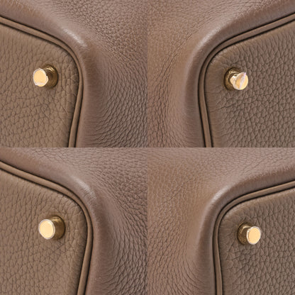 Hermes Hermes Picotan Lock PM Taurillon Clemence Etoupe Gold-Tone Hardware, Pre-Owned