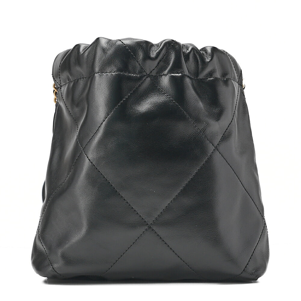CHANEL Chanel Chanel 22 Mini Calfskin Black Drawstring Chain Shoulder Bag Gold-Tone Hardware, Pre-Owned