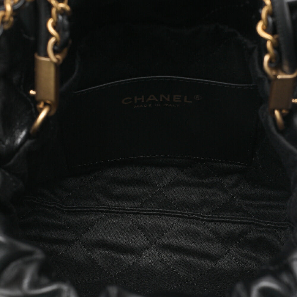 CHANEL Chanel Chanel 22 Mini Calfskin Black Drawstring Chain Shoulder Bag Gold-Tone Hardware, Pre-Owned