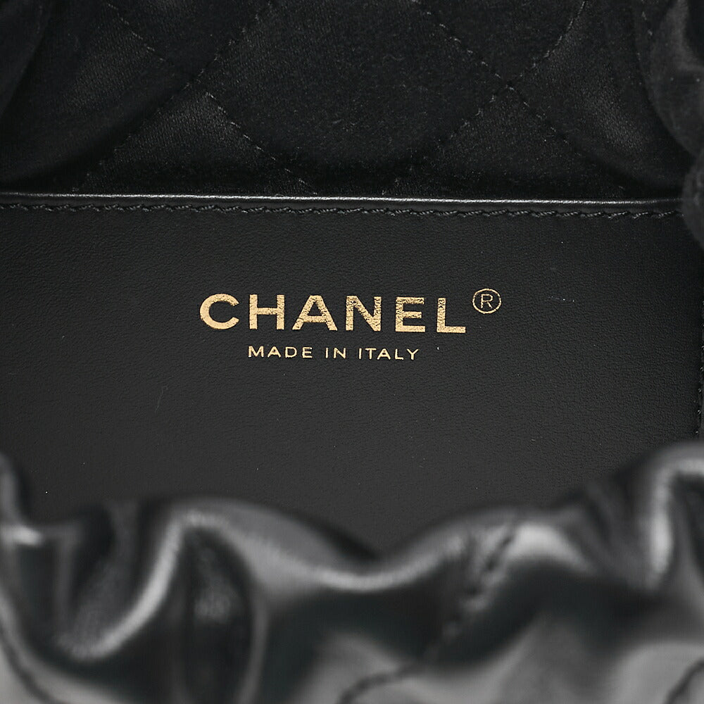 CHANEL Chanel Chanel 22 Mini Calfskin Black Drawstring Chain Shoulder Bag Gold-Tone Hardware, Pre-Owned