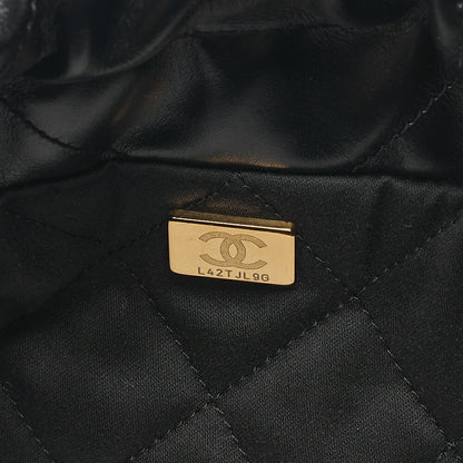 CHANEL Chanel Chanel 22 Mini Calfskin Black Drawstring Chain Shoulder Bag Gold-Tone Hardware, Pre-Owned