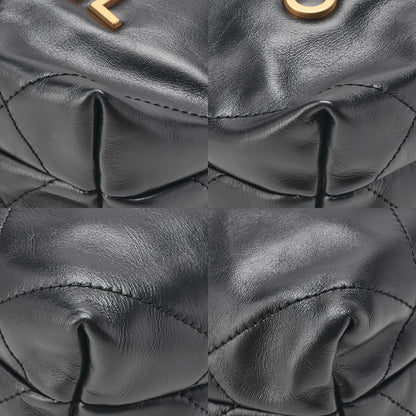 CHANEL Chanel Chanel 22 Mini Calfskin Black Drawstring Chain Shoulder Bag Gold-Tone Hardware, Pre-Owned