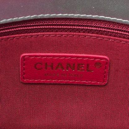 CHANEL Lambskin Mini Matelasse 17cm Single Flap Turn Lock Chain Shoulder Black Gold-Tone Hardware, Pre-Owned
