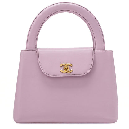 CHANEL Bicolore Handbag Mini Kelly Shape Lambskin Purple Gold-Tone Hardware, Pre-Owned