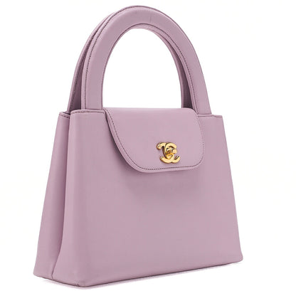 CHANEL Bicolore Handbag Mini Kelly Shape Lambskin Purple Gold-Tone Hardware, Pre-Owned