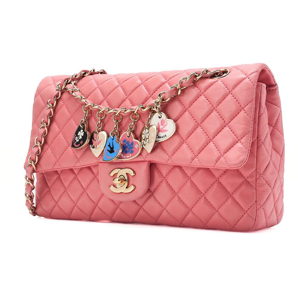 CHANEL Lambskin Matelasse Icon Single Flap Chain Shoulder Pink Gold-Tone Hardware, Pre-Owned