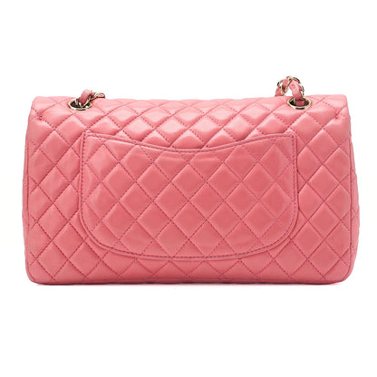 CHANEL Lambskin Matelasse Icon Single Flap Chain Shoulder Pink Gold-Tone Hardware, Pre-Owned