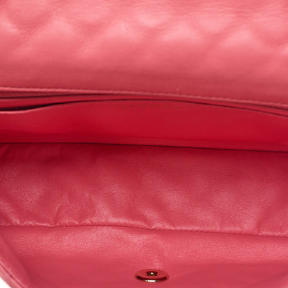 CHANEL Lambskin Matelasse Icon Single Flap Chain Shoulder Pink Gold-Tone Hardware, Pre-Owned