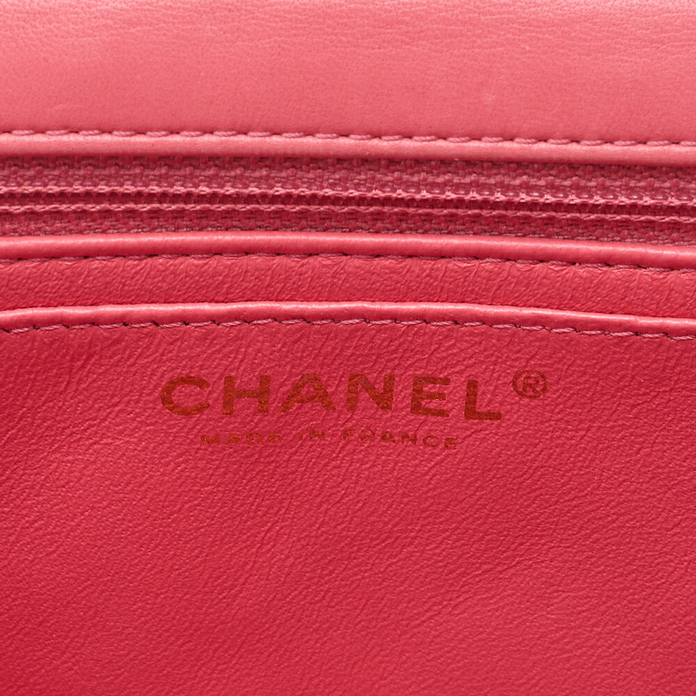 CHANEL Lambskin Matelasse Icon Single Flap Chain Shoulder Pink Gold-Tone Hardware, Pre-Owned