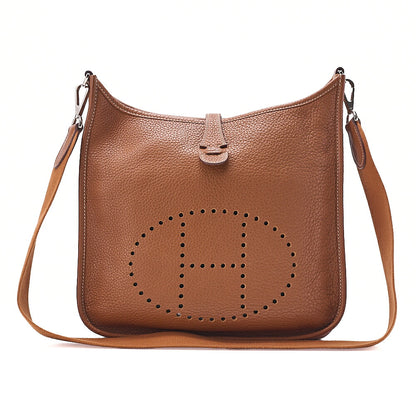 Hermes Hermes Evelyn PM Shoulder Bag Taurillon Clemence Gold Silver-Tone Hardware, Pre-Owned