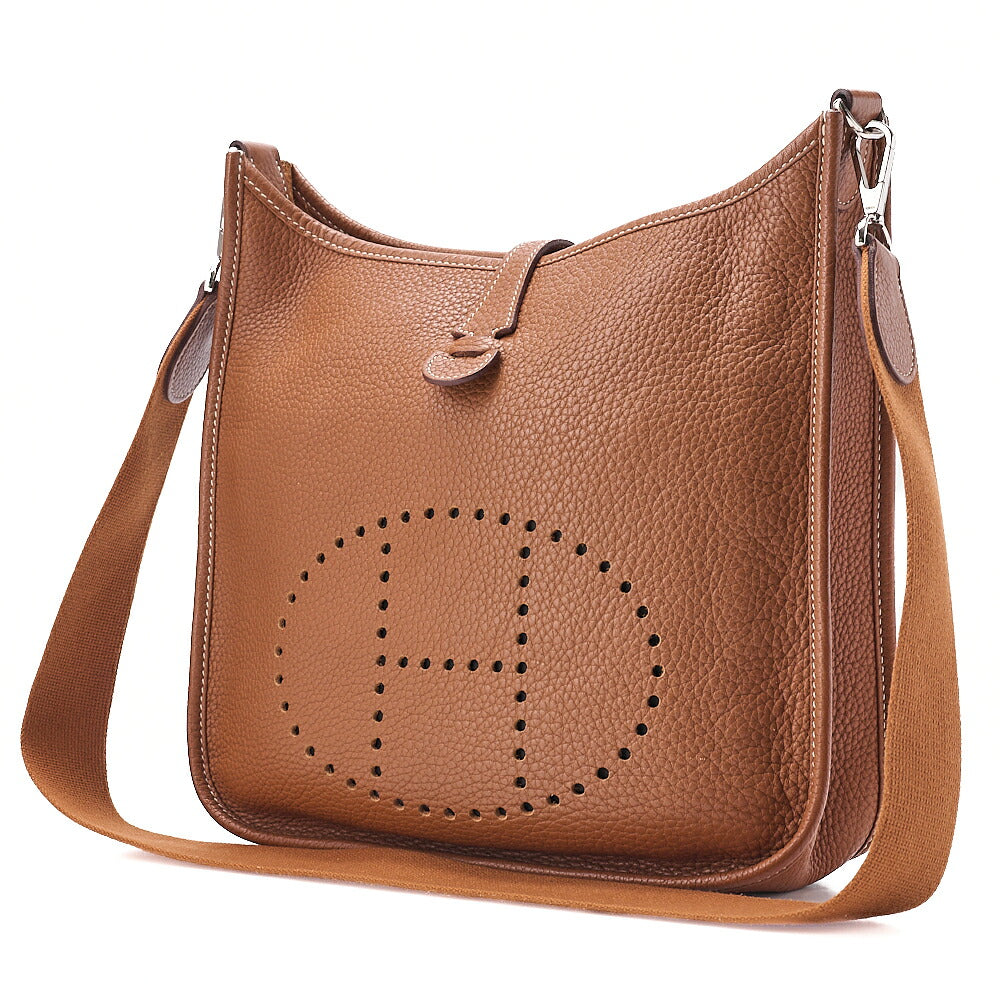 Hermes Hermes Evelyn PM Shoulder Bag Taurillon Clemence Gold Silver-Tone Hardware, Pre-Owned