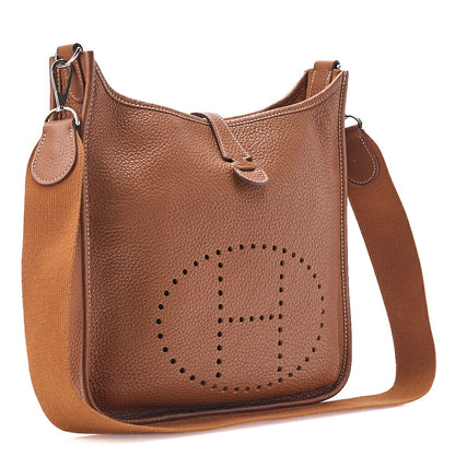 Hermes Hermes Evelyn PM Shoulder Bag Taurillon Clemence Gold Silver-Tone Hardware, Pre-Owned